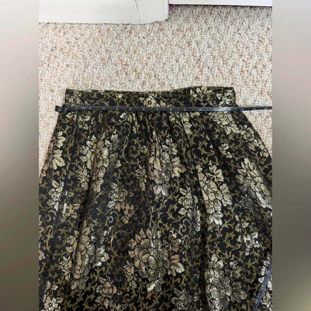 Albert Nipon Black and Gold A-Line Skirt 6